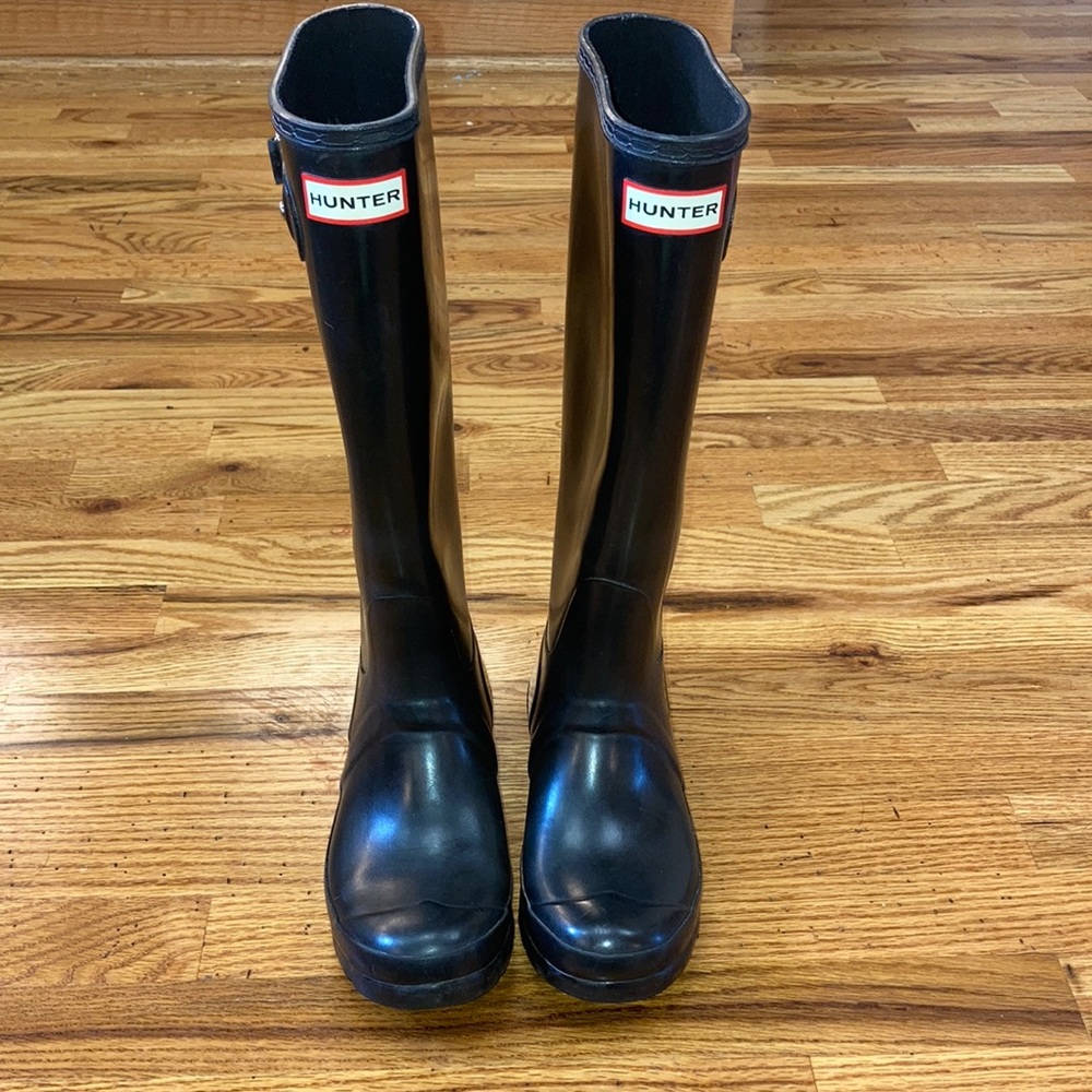 Hunter Original Black Adjustable Gloss Rain Boots - Picture 3 of 15